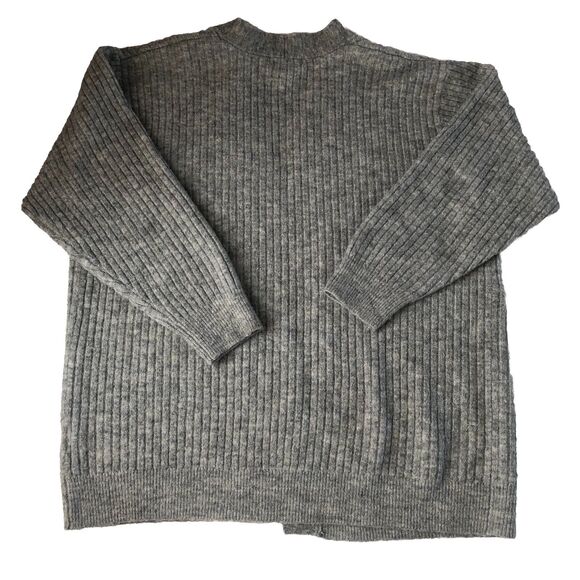 H&M Women’s Ribbed Open Front Cardigan Oversized Wool Blend Gray Size Small - Picture 3 of 16